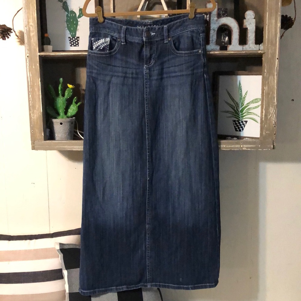 Maurices maxi blue jean skirt